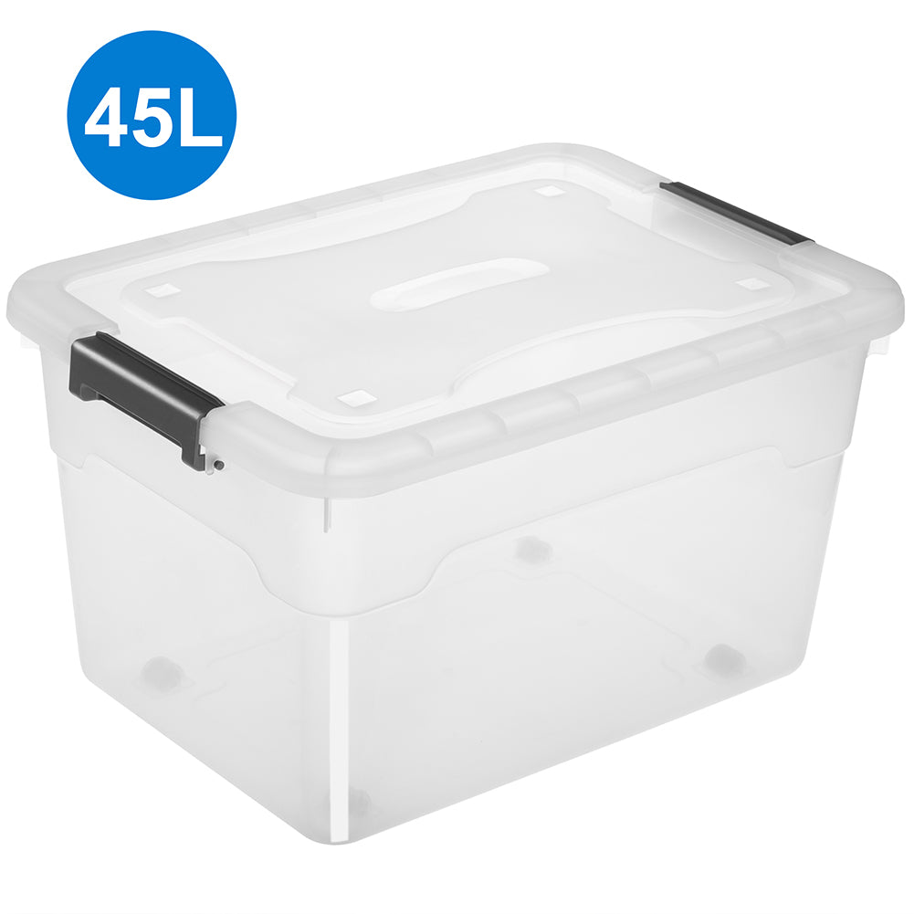 Set Scatole 4 x 45 L Portaoggetti in Plastica Cassetto Contenitore Salvaspazio
