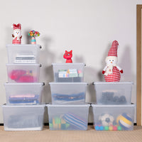 Set Scatole 4 x 60 L Portaoggetti in Plastica Cassetto Contenitore Salvaspazio