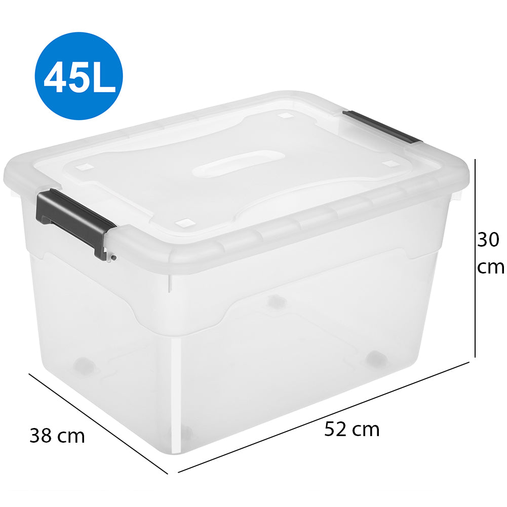 Set Scatole 4 x 45 L Portaoggetti in Plastica Cassetto Contenitore Salvaspazio