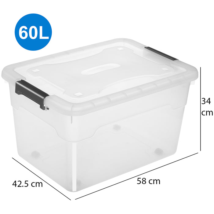 Set Scatole 4 x 60 L Portaoggetti in Plastica Cassetto Contenitore Salvaspazio