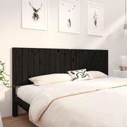 Testiera per Letto-Testata-Testiera Decorativa Nera 205,5x4x100cm in Legno Massello di Pino 204337