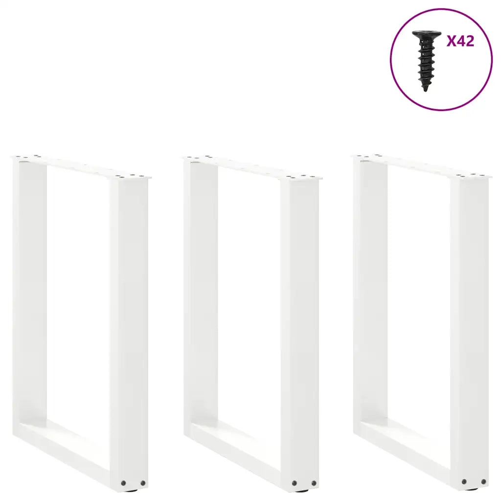 Gambe per tavolo da pranzo a forma di U 3 pz | Piede del tavolo bianche 70x(72-73) cm in acciaio