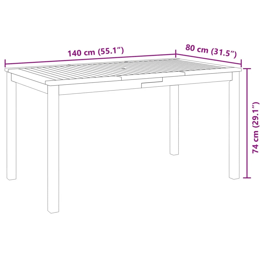 Set da Pranzo per Giardino 5 pz 140x80x74 cm in Legno Massello di Acacia 3295257