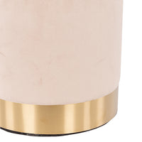 Pouf Poggiapiedi in Velluto Beige Struttura in Legno 31x31x38 cm Base dorata Metallo