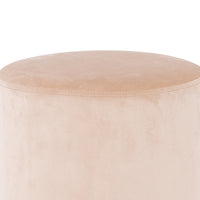 Pouf Poggiapiedi in Velluto Beige Struttura in Legno 31x31x38 cm Base dorata Metallo