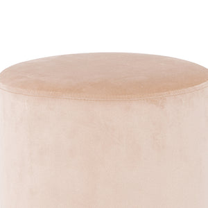 Pouf Poggiapiedi in Velluto Beige Struttura in Legno 31x31x38 cm Base dorata Metallo