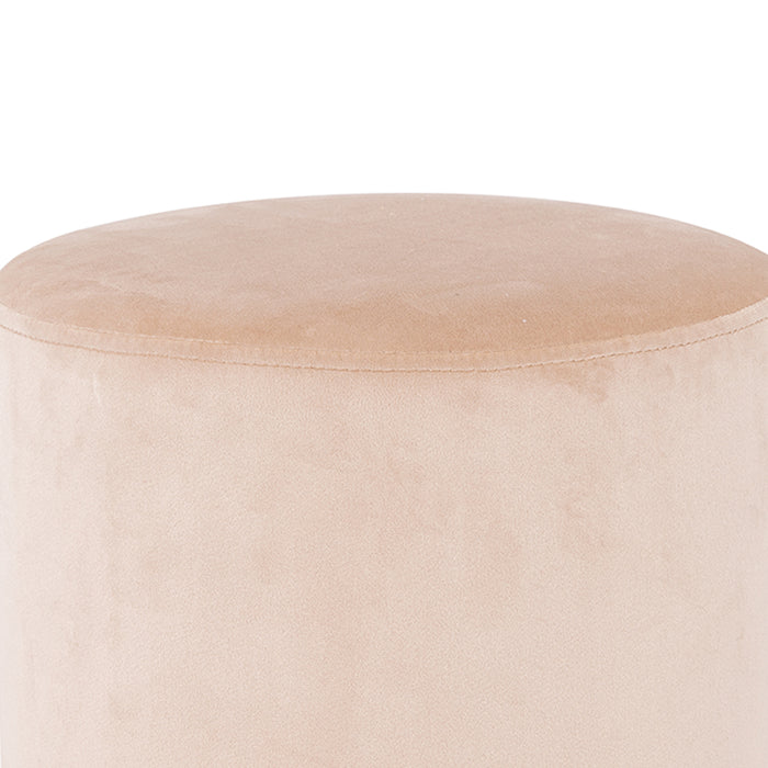Pouf Poggiapiedi in Velluto Beige Struttura in Legno 31x31x38 cm Base dorata Metallo