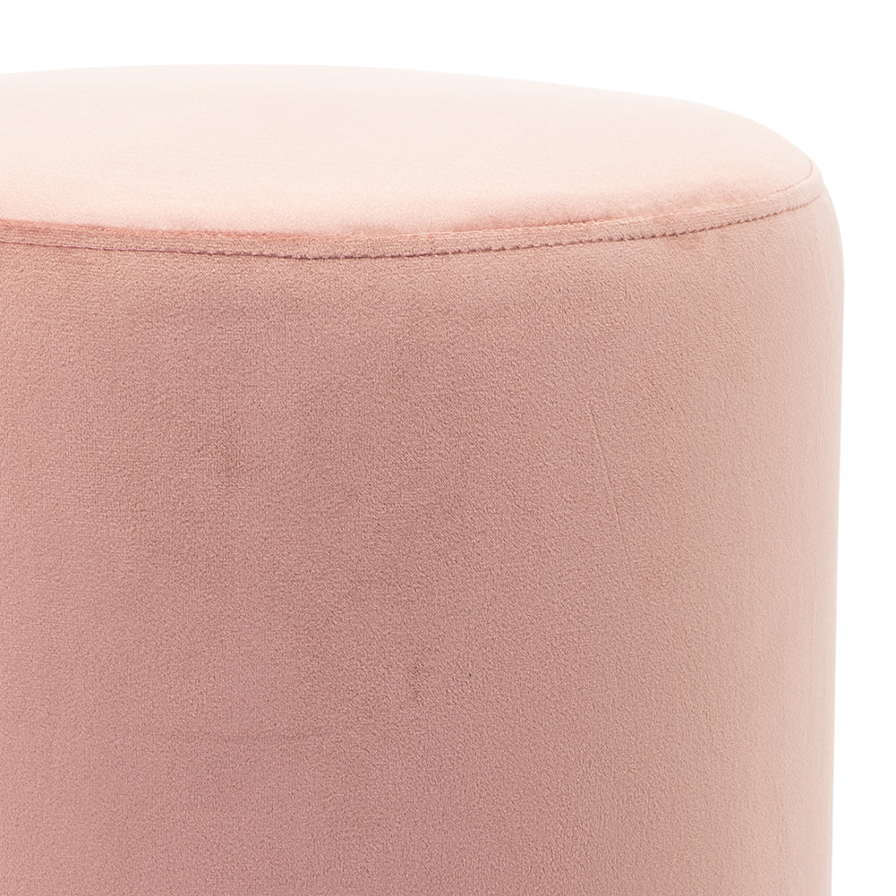 Pouf Poggiapiedi in Velluto Rosa Struttura in Legno 31x31x38 cm Base dorata Metallo