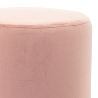Pouf Poggiapiedi in Velluto Rosa Struttura in Legno 31x31x38 cm Base dorata Metallo