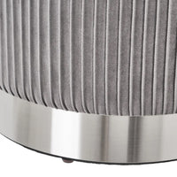 Set 2 Pouf Contenitore Grigio Velluto Sgabello Poggiapiedi Rotondo Portata 120kg