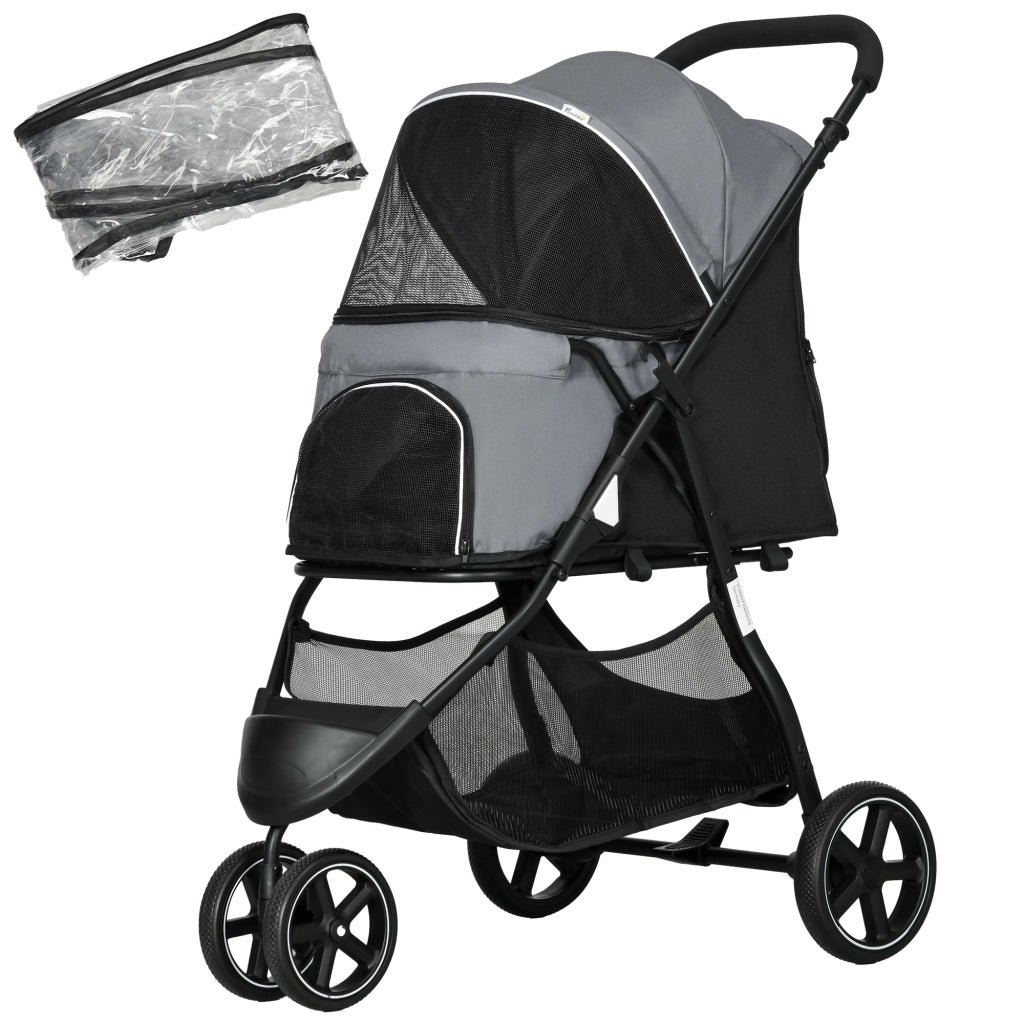 Carrello per animali domestici pieghevole ¨C zephmum ¨C Grigio e nero 83x55x101 cm
