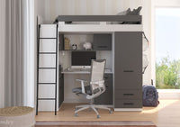 BIM Furniture letto soppalco con scrivania SMYK L cm110x204x188h Bianco Grafite