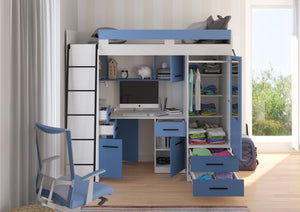 BIM Furniture letto soppalco con scrivania SMYK L cm110x204x188h Bianco Blu