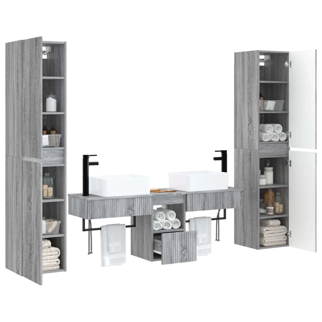 Set di mobili per il bagno 5 pz Sonoma grigio 3406019
