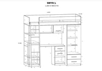 BIM Furniture letto soppalco con scrivania SMYK L cm110x204x188h Bianco Blu