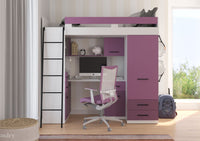 BIM Furniture letto soppalco con scrivania SMYK L cm110x204x188h Bianco Lavanda