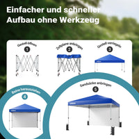 Gazebo pieghevole da giardino, blu 3x3m protezione UV, Tendone per feste