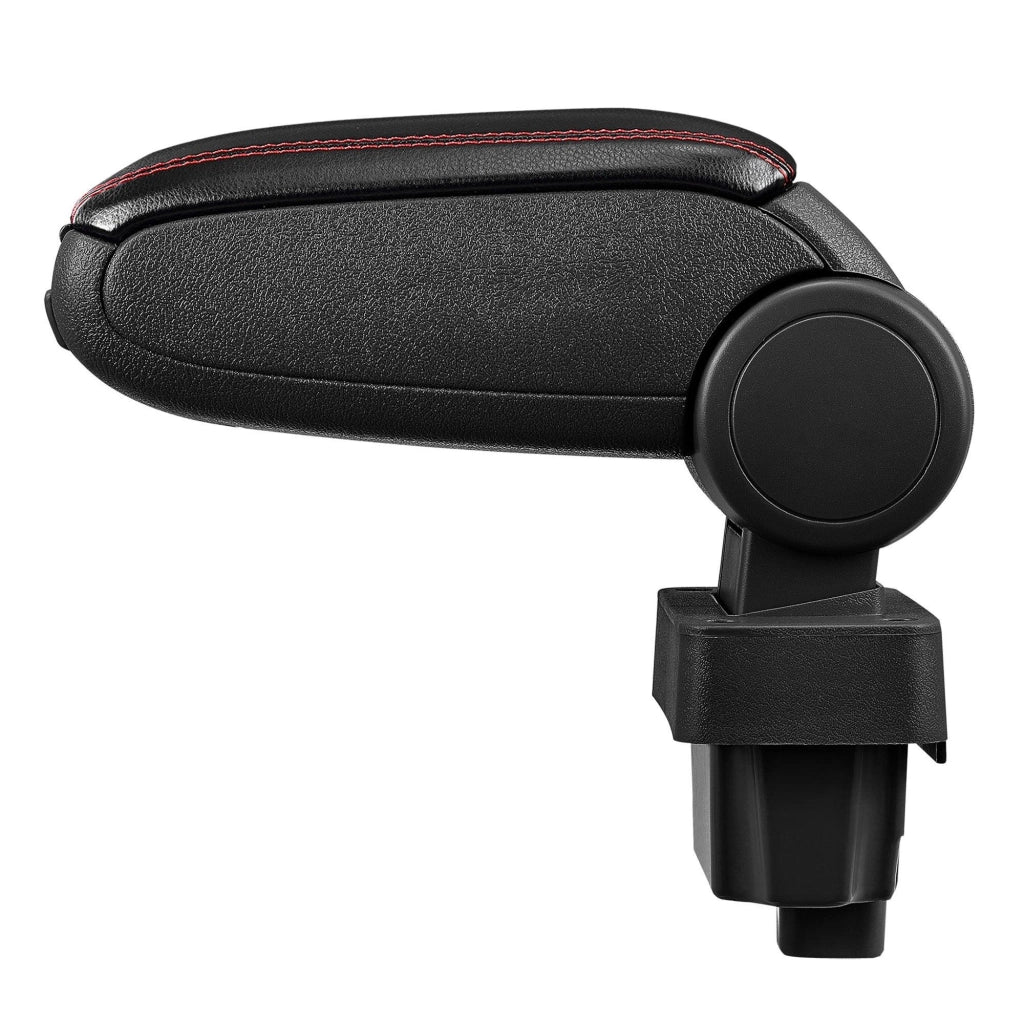 Bracciolo centrale per BMW E36 con scomparto imbottito in similpelle nera con cuciture rosse 03_0000381