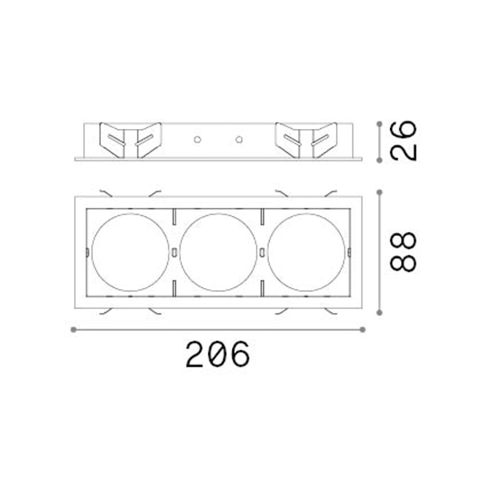 Cornice Rettangolare Tripla A Incasso Contemporanea Bento Metallo Bianco