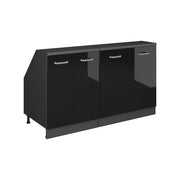 Mobile cucina sottotetto R-Line Nero lucido/Antracite 140 cm Set di 2 carcasse armadio profondità 60 cm Vicco