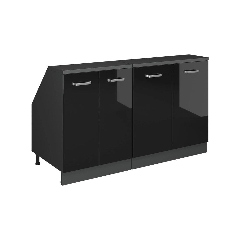 Mobile cucina sottotetto R-Line Nero lucido/Antracite 140 cm Set di 2 carcasse armadio profondità 60 cm Vicco