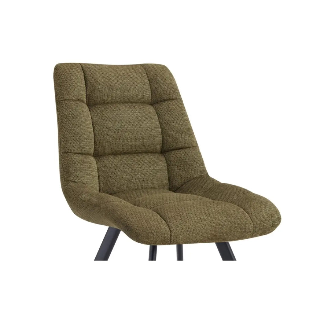 Set di 2 sedie VELMA - Tessuto verde oliva - Gambe in metallo - Design compatto - Eleganza naturale e contemporanea
