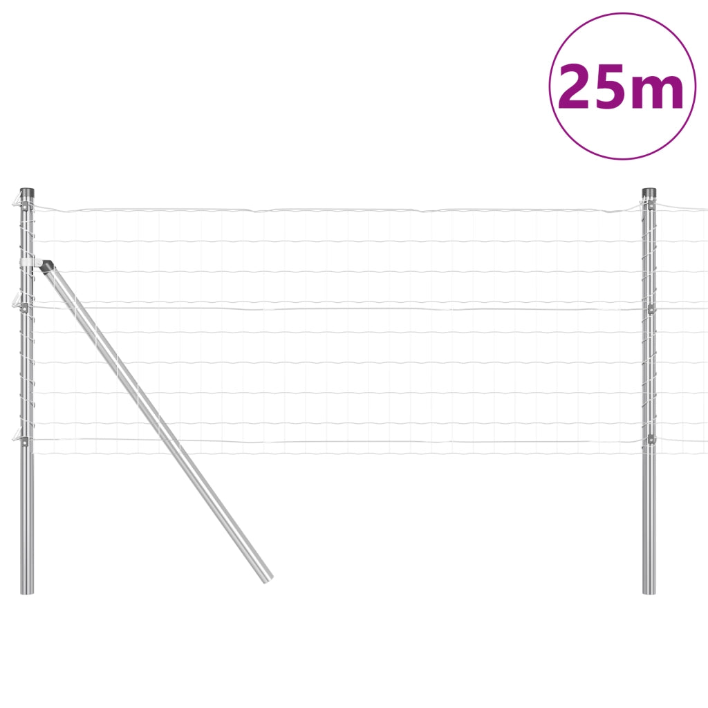 Recinzione Euro con 13 Paletti 0.4x25 m Acciaio Zincato