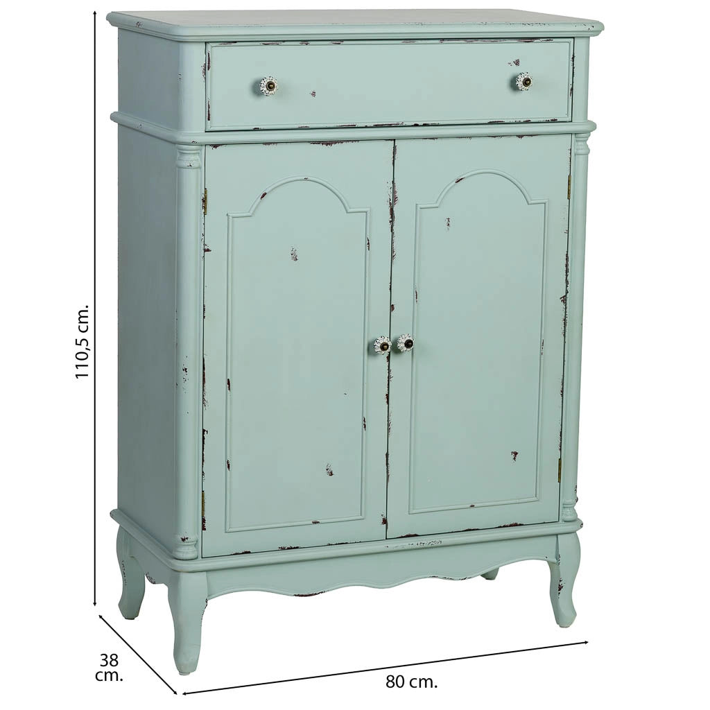 Mobile da ingresso in legno con 2 ante e 1 cassetto 80x38x110,5h cm
