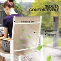 Set da Giardino con Tavolo da Pranzo in Vetro Rettangolare e 4 Sedie con Braccioli, Multicolore