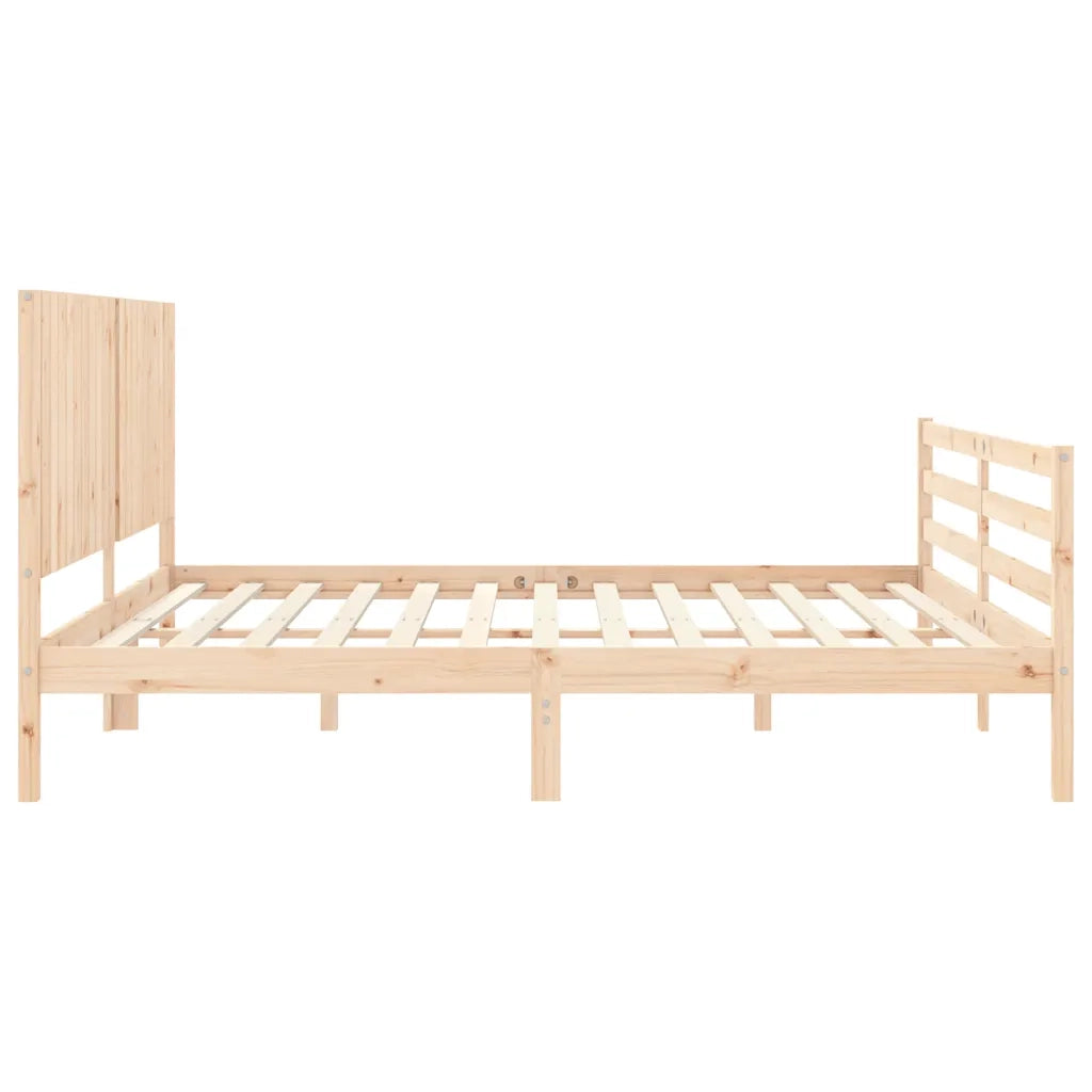 Giroletto con Testiera-Struttura Letto con testiera 200x200 cm in Legno Massello 480815