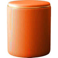 Pouf Contenitore Ecopelle Arancione Decoro Oro Poggiapiedi Seduta Comoda 35x45cm