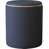 Pouf Contenitore Ecopelle Blu Decoro Oro Poggiapiedi Seduta Imbottita 35x45cm