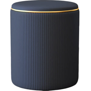 Pouf Contenitore Ecopelle Blu Decoro Oro Poggiapiedi Seduta Imbottita 35x45cm