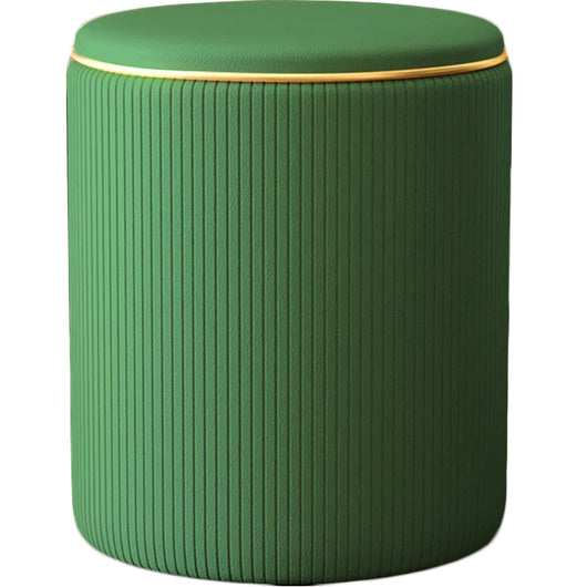 Pouf Contenitore Ecopelle Verde Decoro Oro Poggiapiedi Seduta Imbottita 35x45cm