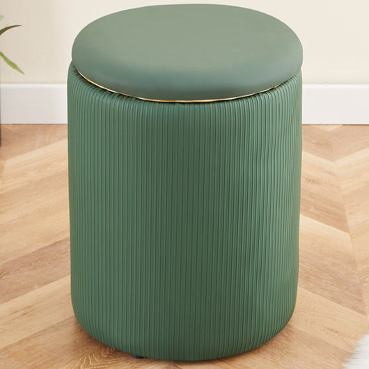 Pouf Contenitore Ecopelle Verde Decoro Oro Poggiapiedi Seduta Imbottita 35x45cm