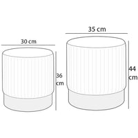 Set 2 Pouf Contenitore Grigio Velluto Sgabello Poggiapiedi Rotondo Portata 120kg