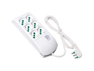 MULTIPRESA 6 POSTI BIPASSO+SCHUKO C/INTERR.TERMICO 2 POLI+T16A FIDO  bianca 410300    FANTON