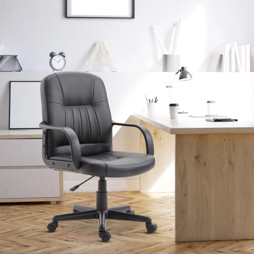 Sedia da Ufficio Girevole Regolabile ¨C zephmum ¨C Similpelle Nero 60x60x94-103cm