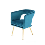Sedia poltroncina Jolene in velluto grigio con gambe dorate
