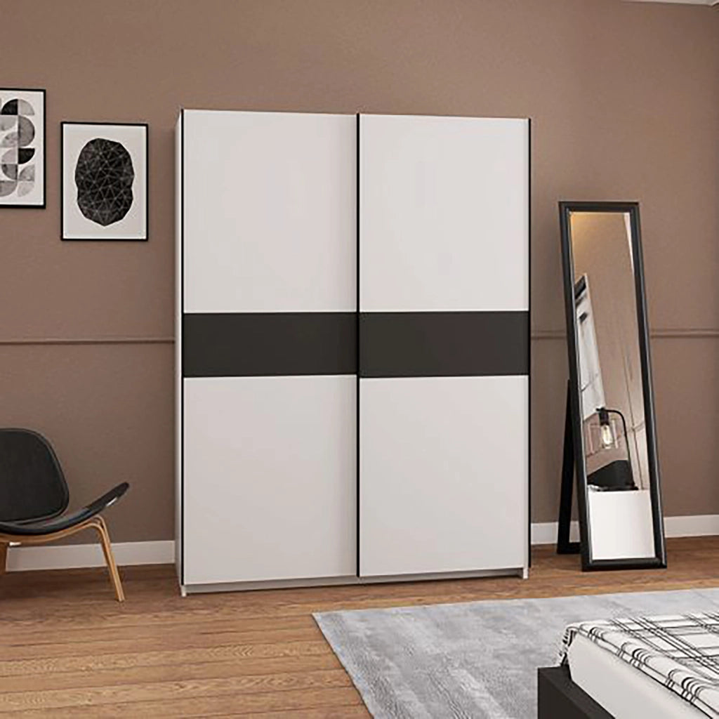 Armadio Camera da Letto Manita, Guardaroba 2 Ante 2 Ripiani, 150x204h cm Bianco