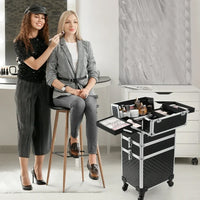 Trolley Makeup 3in1 Valigetta Nera Trucco Estetista Beauty Case Ruote Staccabili