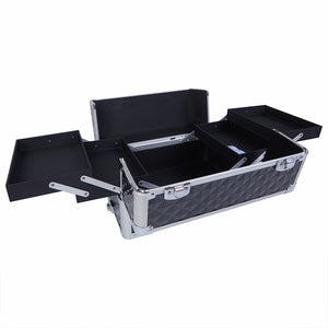 Trolley Makeup 3in1 Valigetta Nera Trucco Estetista Beauty Case Ruote Staccabili