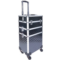 Trolley Makeup 3in1 Valigetta Nera Trucco Estetista Beauty Case Ruote Staccabili