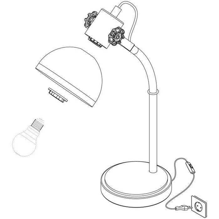 Lampada da Tavolo in Legno e Acciaiio Nero Lubenham Eglo