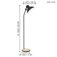 Piantana in Legno Nera Vitange Industriale Lubenham Eglo