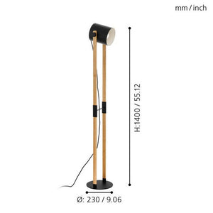 Piantana in Legno doppio Braccio Interruttore a Pedale Hornwood Eglo