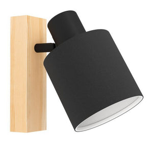 Faretto da Parete e Plafone in Legno e Stoffa Nero Batallas Eglo
