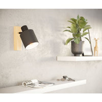 Faretto da Parete e Plafone in Legno e Stoffa Nero Batallas Eglo