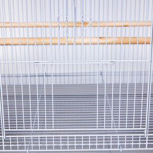 Gabbia Voliera Grigia per Uccelli Volatili Pappagalli 2 Mangiatoie 77.5x46.5x46cm