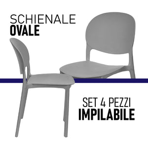 Sedia in Termoplastica Kit 4pz Sedie Impilabili Resistenti Sala da Pranzo Cucina